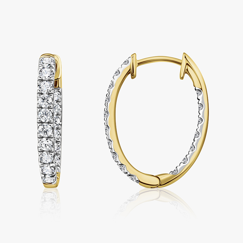 New Earth Lab Diamond Hoop Earrings (gold-finished)